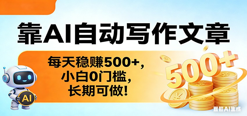 靠AI自动写作文章，每天稳赚500+，小白0门槛，长期可做！-泡泡网创