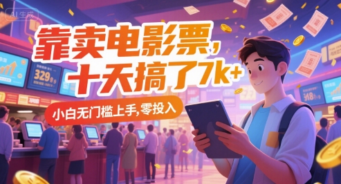 靠卖电影票，十天搞了7k+，小白无门槛上手，零投入【揭秘】-泡泡网创