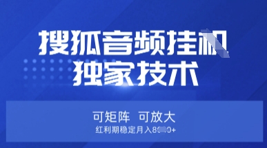【搜狐音频挂G】独家技术，可矩阵可放大，红利期稳定月入8k【揭秘】-泡泡网创