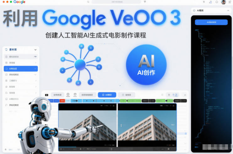利l用Google Veo 3创建人工智能AI生成式电影制作课程，使用人工智能的力量创建令人惊叹的视频-泡泡网创