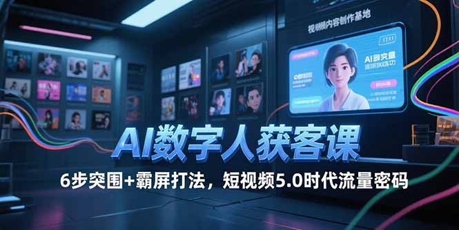AI数字人获客课，6步突围+霸屏打法，短视频5.0时代流量密码-泡泡网创