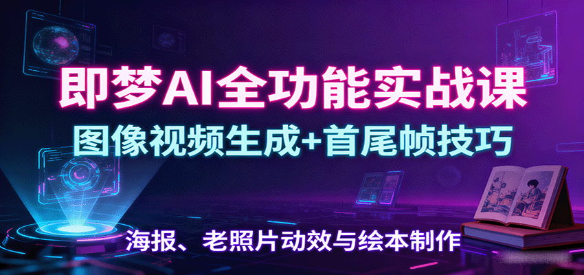 即梦AI全功能实战课：图像视频生成+首尾帧技巧，海报、老照片动效与绘本制作-泡泡网创