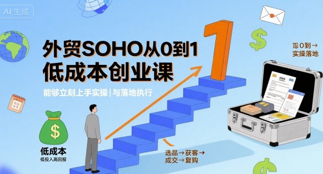 外贸SOHO从0到1低成本创业课，能够立刻上手实操与落地执行-泡泡网创