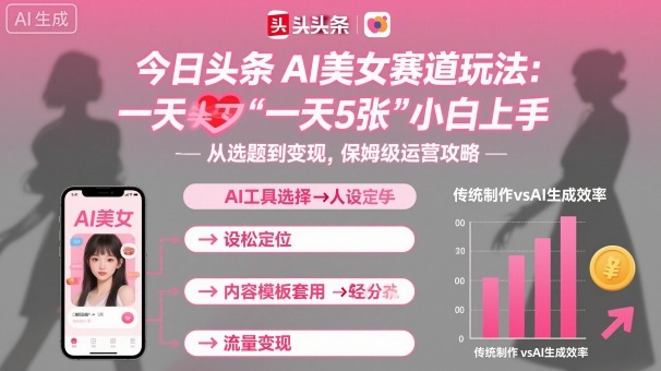 今日头条AI美女赛道玩法，一天轻松5张，小白轻松上手-泡泡网创