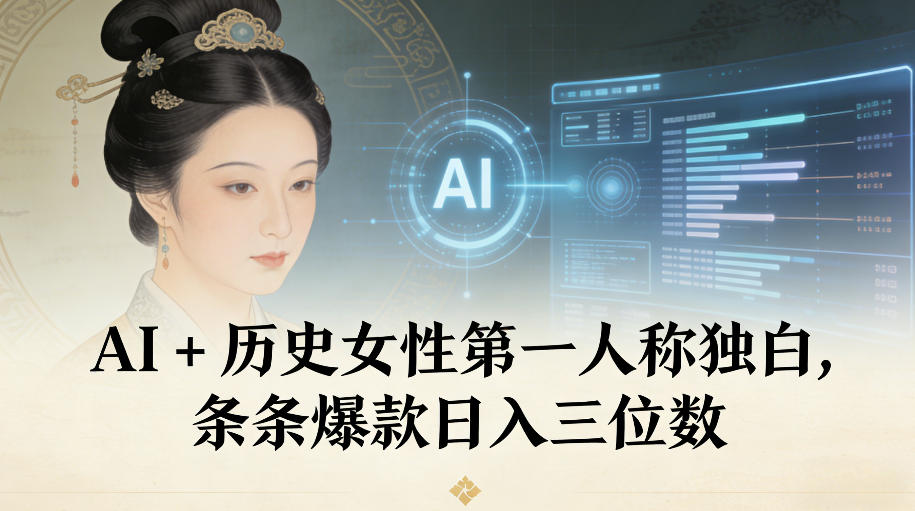 AI+历史女性第一人称独白，条条爆款日入三位数-泡泡网创