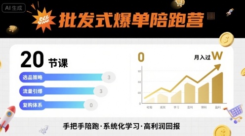 批发式爆单陪跑营，20节课带你实现批发式爆单，带你经松月入过W-泡泡网创