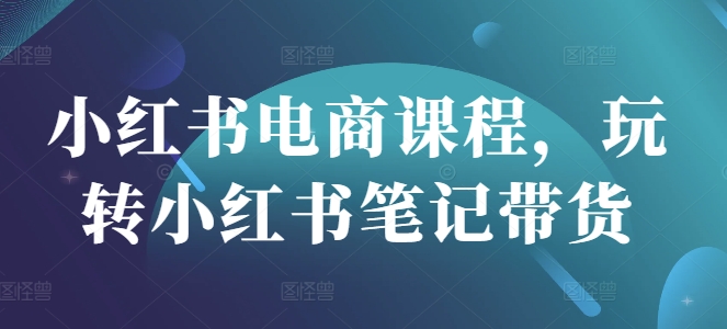 小红书电商课程，玩转小红书笔记带货-泡泡网创