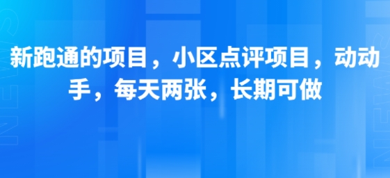 新跑通的项目，小区点评项目，动动手，每天两张，长期可做-泡泡网创