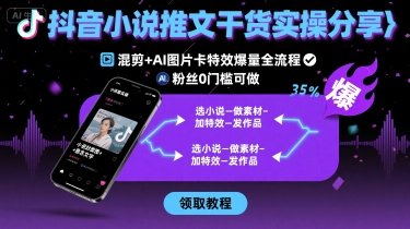 抖音小说推文干货实操分享，混剪+AI图片卡特效爆量全流程，0粉丝0门槛可做-泡泡网创