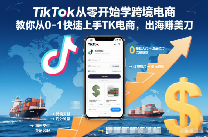 TikTok从零开始学跨境电商，教你从0-1快速上手TK电商，出海賺美刀-泡泡网创