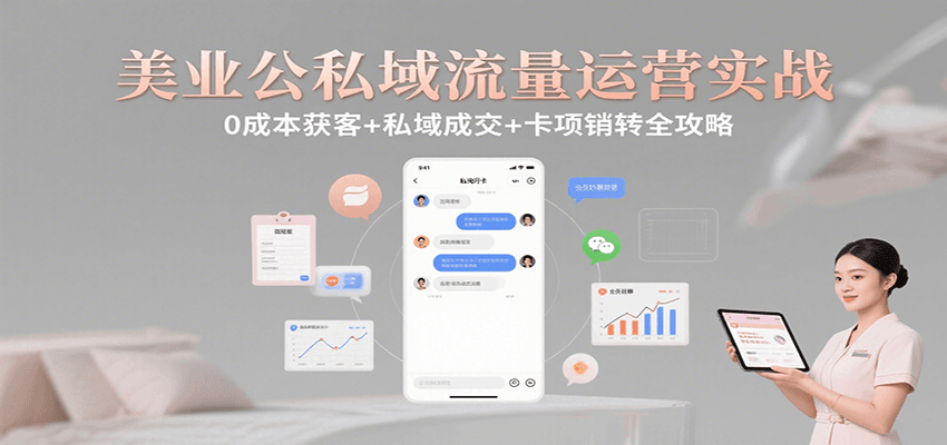 美业公私域流量运营实战：0成本获客+私域成交+卡项销转全攻略-泡泡网创