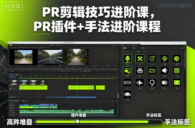 PR剪辑技巧进阶课，PR插件+手法进阶课程-泡泡网创