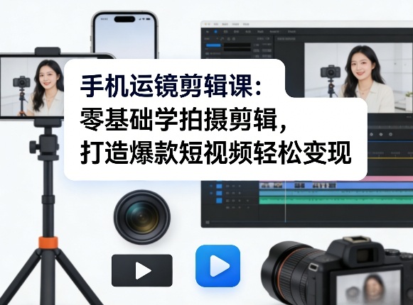 手机运镜剪辑课：零基础学拍摄剪辑，打造爆款短视频轻松变现-泡泡网创