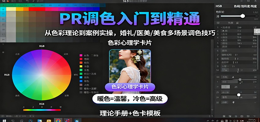 PR调色入门到精通：从色彩理论到案例实操，婚礼/医美/美食多场景调色技巧-泡泡网创