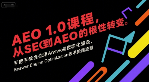 AEO 1.0 课程，从SEO到AE0的基命性转变，手把手教会你用AnswerEngineOptimization技术抢回流量-泡泡网创