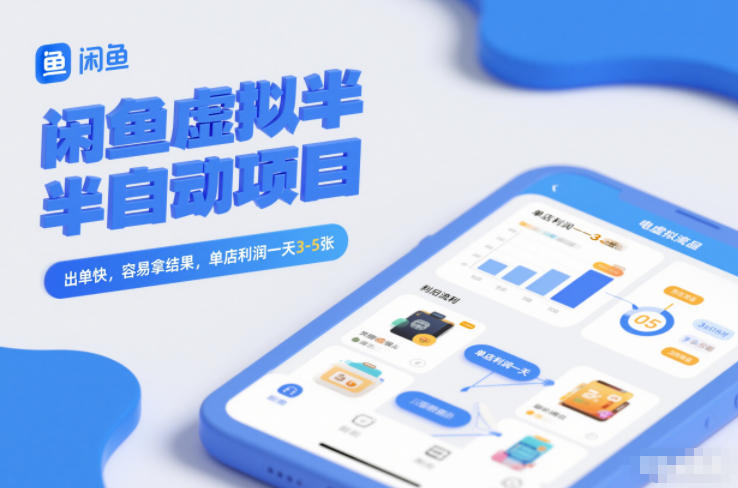 闲鱼虚拟半自动项目，出单快，容易拿结果，单店利润一天3-5张-泡泡网创