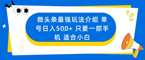 微头条最强玩法介绍一个号日入5张+只要一部手机适合小白-泡泡网创