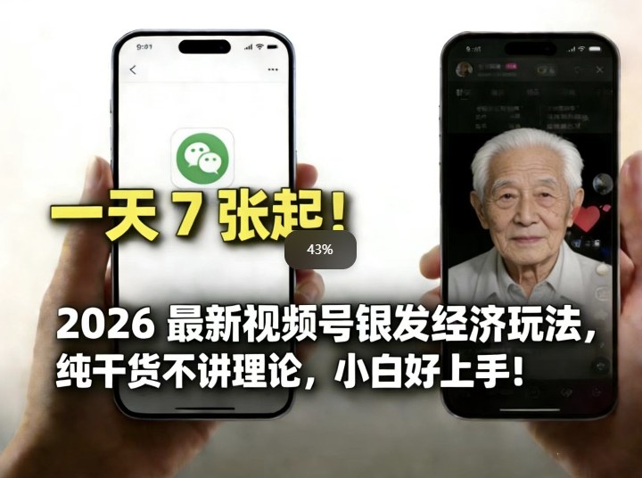 2026最新视频号银发经济玩法，轻松每天7张起，小白也可做-泡泡网创