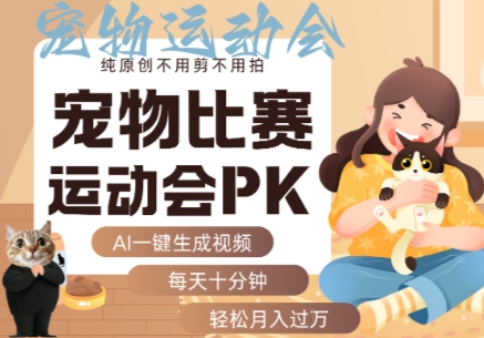 AI一键生成宠物比赛运动会PK视频，纯原创不用剪不用拍，每天十分钟，轻松月入过1W+-泡泡网创