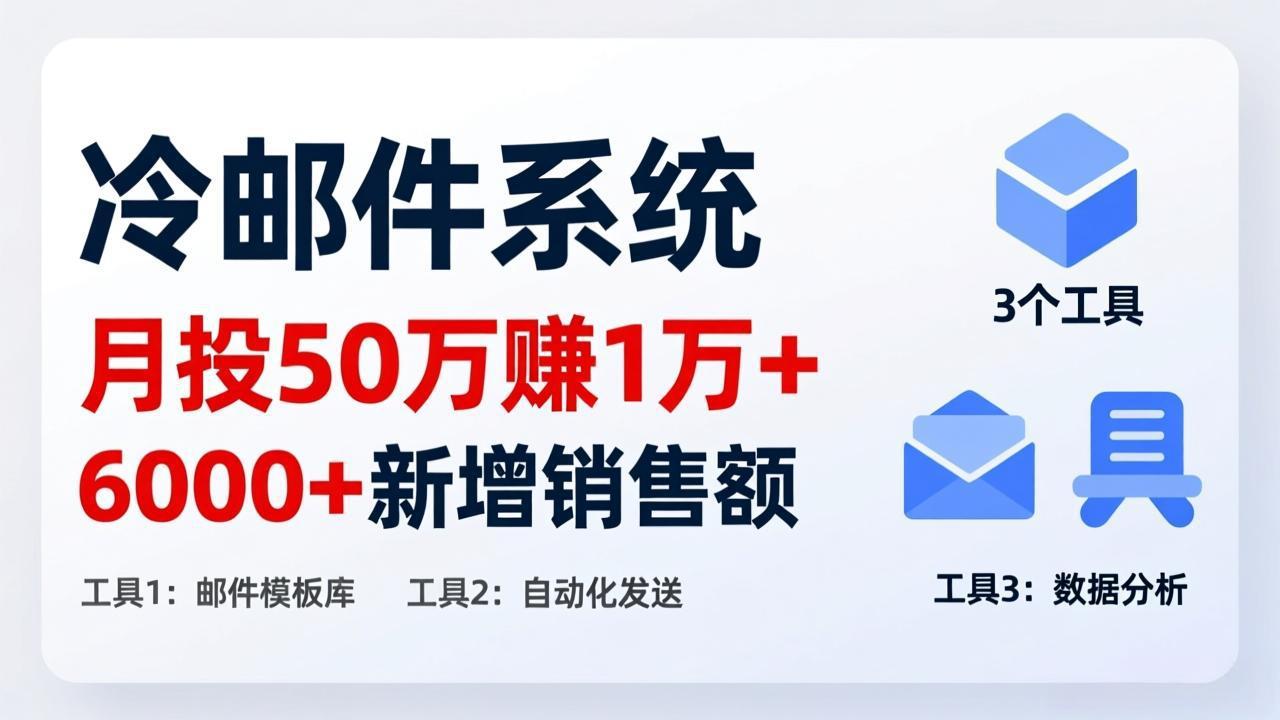 月投 50 刀赚 1 万 +！冷邮件系统：6000 + 新增销售额，靠 3 个工具轻松搞-泡泡网创