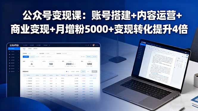 公众号变现课：账号搭建+内容运营+商业变现+月增粉5000+变现转化提升4倍-泡泡网创