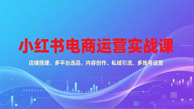 小红书电商运营实战课，店铺搭建、多平台选品、内容创作、私域引流、多账号运营等玩法-泡泡网创