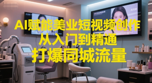 AI赋能美业短视频创作，从入门到精通，打爆同城流量，超级AI工具短视频实操落地-泡泡网创