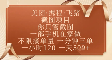 飞猪美团截图项目，你只管截图，一部手机在家做，正规平台无套路，一天5张+【揭秘】-泡泡网创