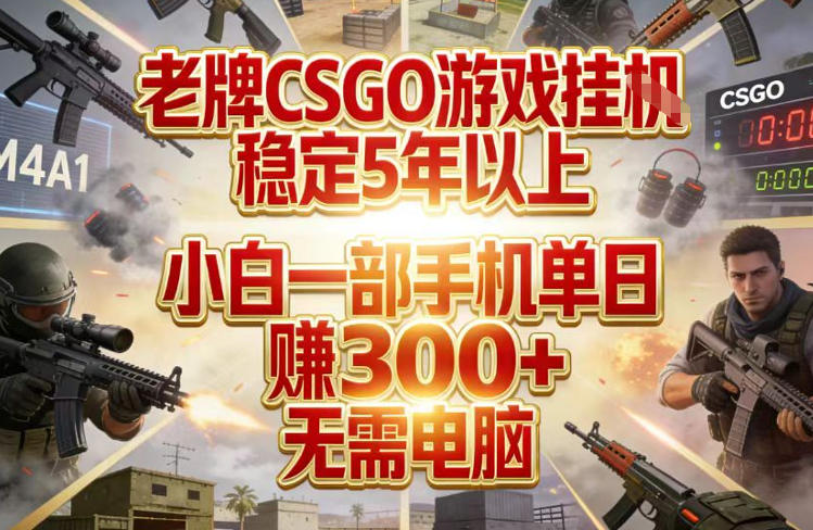 老牌CSGO游戏挂G，稳定5年以上，小白一部手机单日賺3张+，无需电脑【揭秘】-泡泡网创