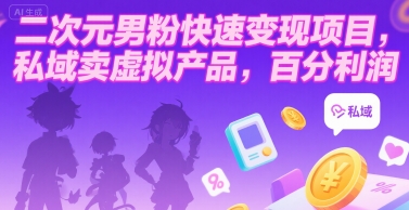 二次元男粉快速变现项目，私域卖虚拟产品，百分利润-泡泡网创