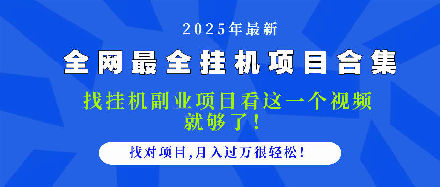 2025最全挂机项目合集 找项目看这一个视频就够了，做对项目月入过万很...-泡泡网创