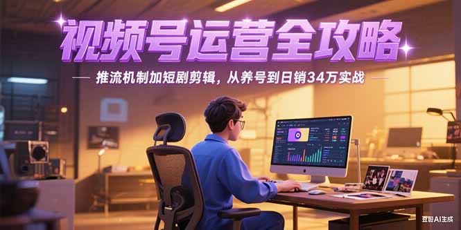 2025视频号运营全攻略，推流机制加短剧剪辑，从养号到日销34万实战-泡泡网创