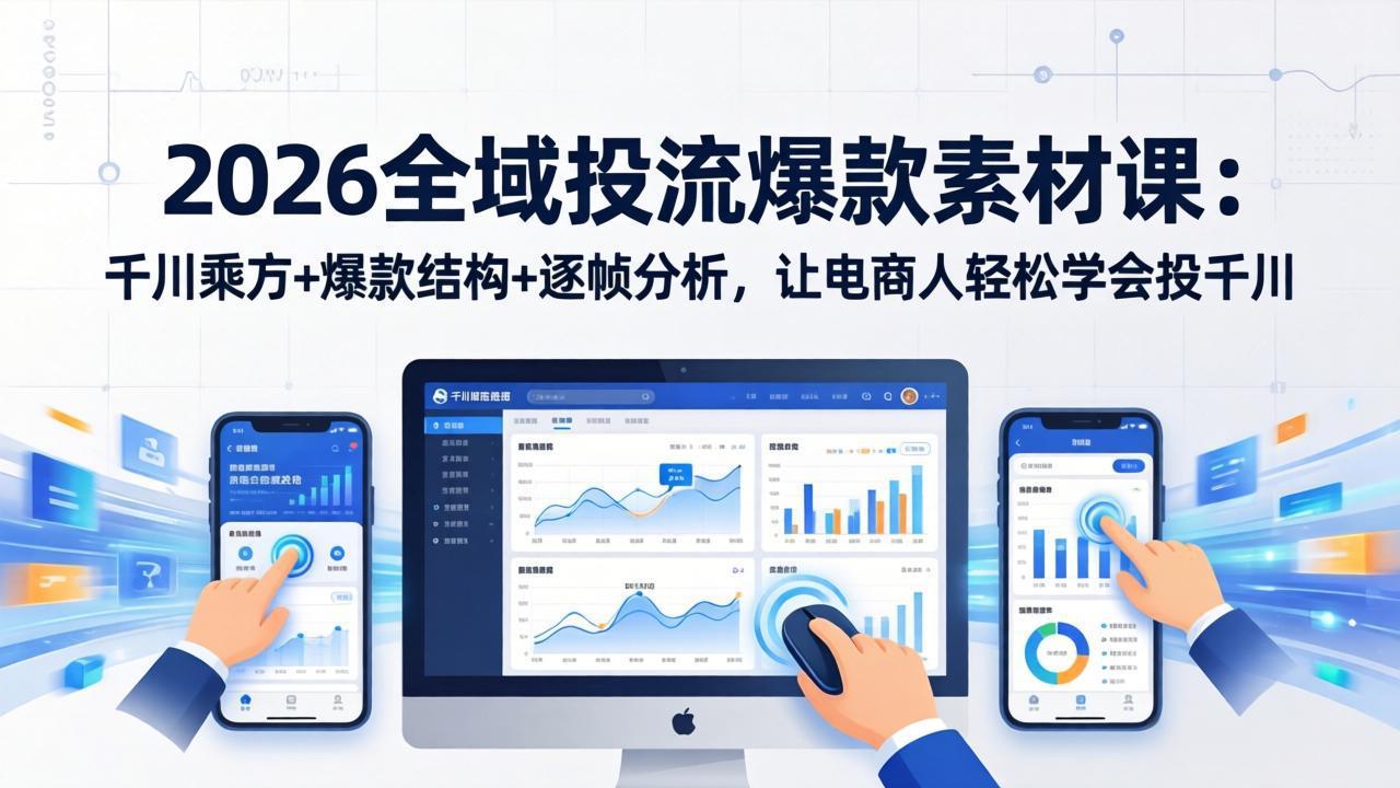 2026全域投流爆款素材课：千川乘方+爆款结构+逐帧分析，让电商人轻松学会投千川-泡泡网创