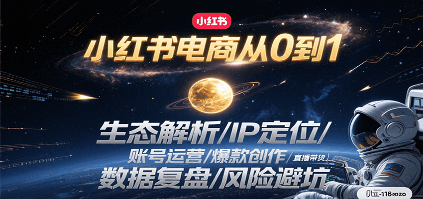 小红书电商从0到1：生态解析/IP定位/ 账号运营/爆款创作/直播带货/数据复盘/风险避坑-泡泡网创