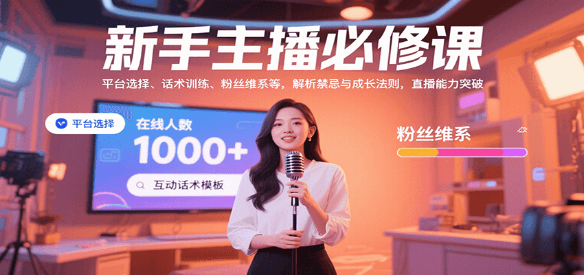 新手主播必修课：平台选择、话术训练、粉丝维系等，解析禁忌与成长法则，突破直播能力-泡泡网创