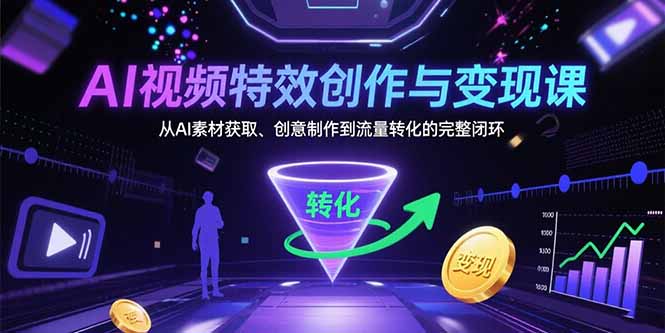 AI视频特效创作与变现课：从AI素材获取、创意制作到流量转化的完整闭环-泡泡网创