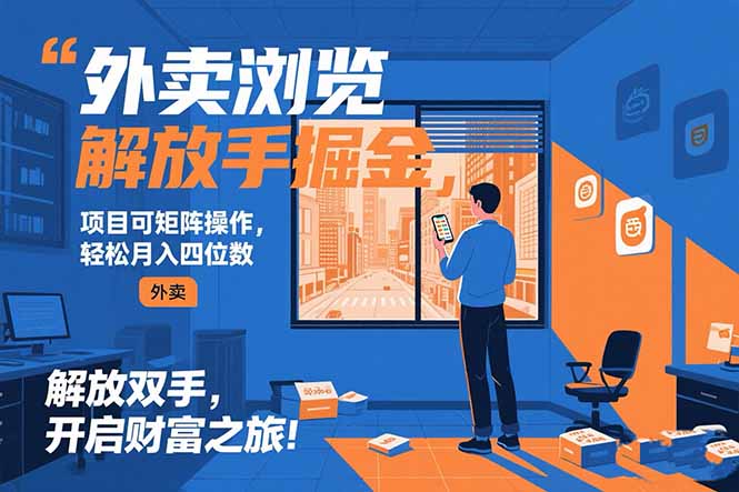 外卖浏览掘金项目 可矩阵操作 轻松日入500+-泡泡网创