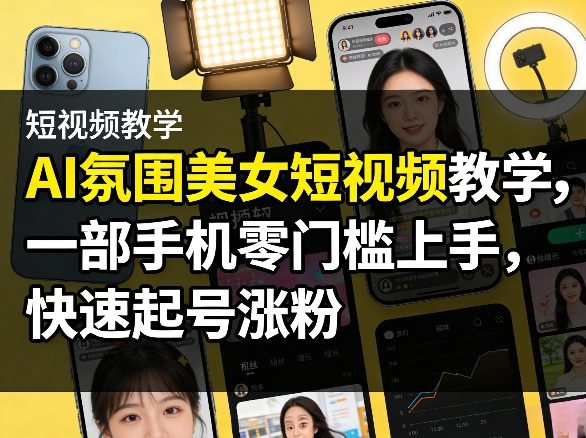 AI氛围美女短视频教学，一部手机零门槛上手，快速起号涨粉-泡泡网创