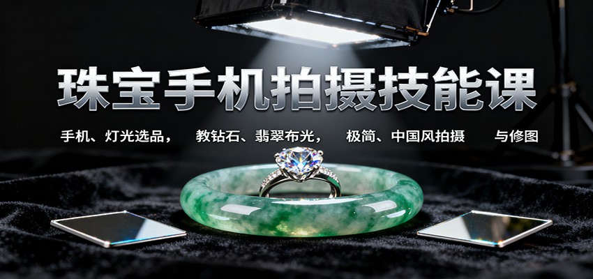 珠宝手机拍摄技能课:手机、 灯光选品，教钻石、翡翠布光，极简、中国风拍摄与修图-泡泡网创