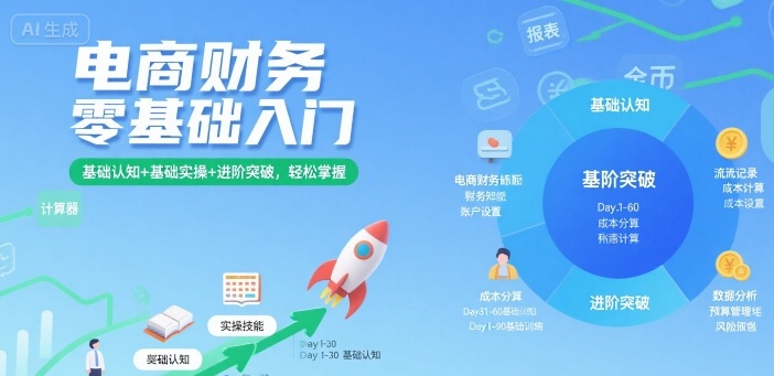 电商财务零基础入门，基础认知+基础实操+进阶突破，轻松掌握-泡泡网创