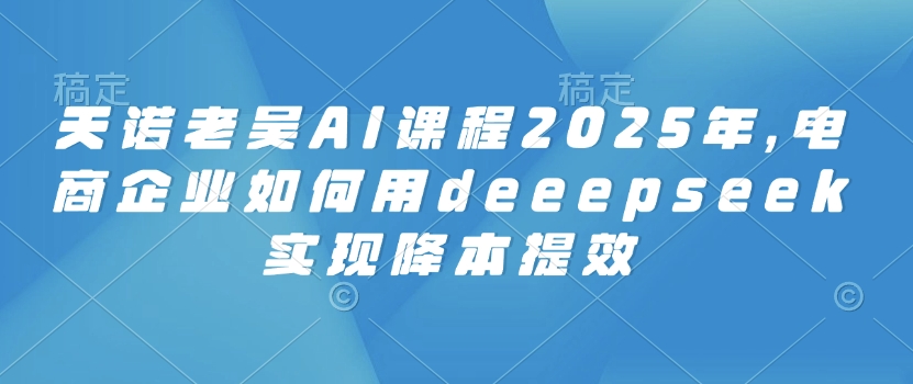 天诺老吴AI课程2025年，电商企业如何用deeepseek实现降本提效-泡泡网创