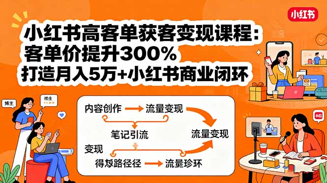 小红书高客单获客变现课程：客单价提升300%，打造月入10万+小红书商业闭环-泡泡网创