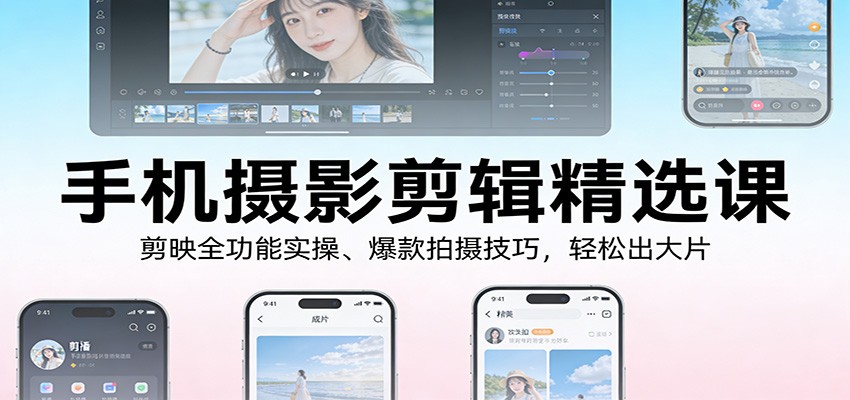 手机摄影剪辑精选课：剪映全功能实操、爆款拍摄技巧，轻松出大片-泡泡网创