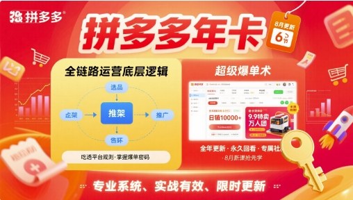 拼多多年卡，拼多多全链路运营底层逻辑，超级爆单术【更新10月】-泡泡网创