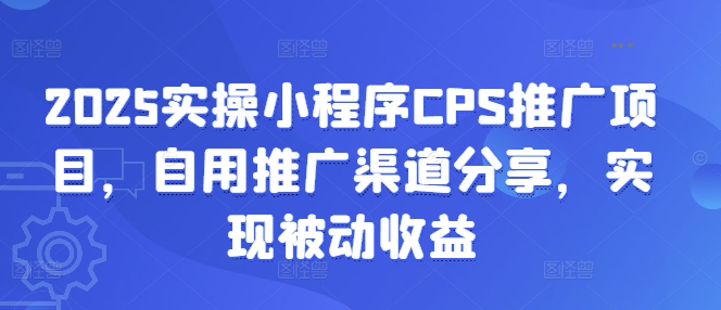2025实操小程序CPS推广项目，自用推广渠道分享，实现被动收益-泡泡网创