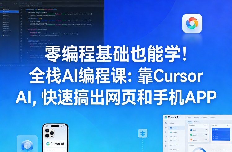 零编程基础也能学！全栈AI编程课：靠Cursor AI，快速搞出网页和手机APP-泡泡网创