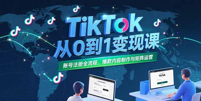 TikTok从0到1变现课，账号注册全流程，爆款内容制作与矩阵运营-泡泡网创