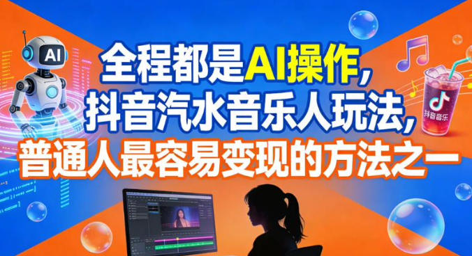 全程都是AI操作，抖音汽水音乐人玩法，普通人最容易变现的方法之一-泡泡网创