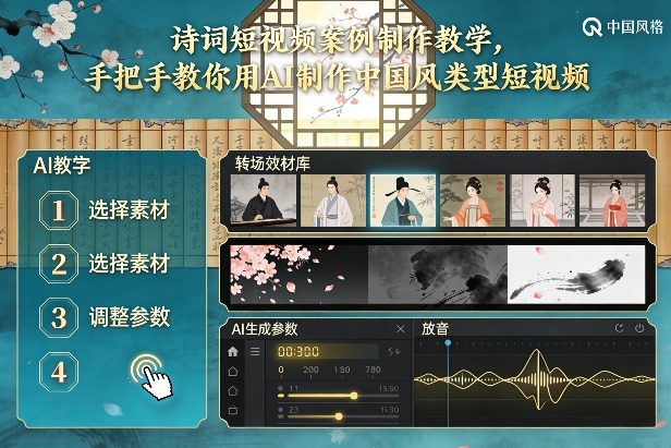 古诗词短视频案例制作教学，手把手教你用AI制作中国风类型短视频-泡泡网创