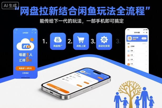 网盘拉新结合闲鱼玩法全流程，能传给下一代的玩法，一部手机即可搞定(附入口渠道以及实操教程)-泡泡网创